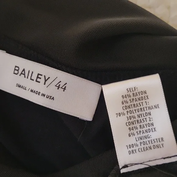 Bailey 44 Mini Layered Sheath Dress Long Sleeves Vegan Leather / Sz S / Black - Picture 9 of 16